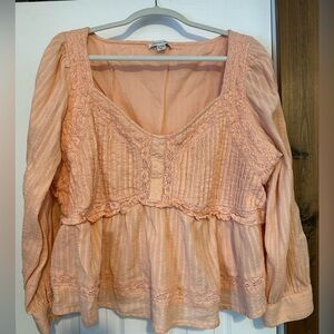 American Eagle Outfitters Peach Lace Blouse